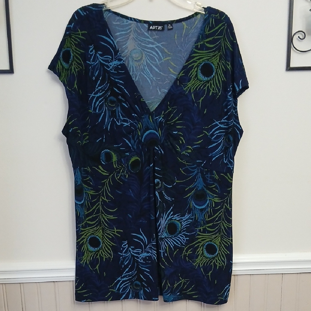 Apt. 9 Women's Vibrant Peacock Feather Blouse